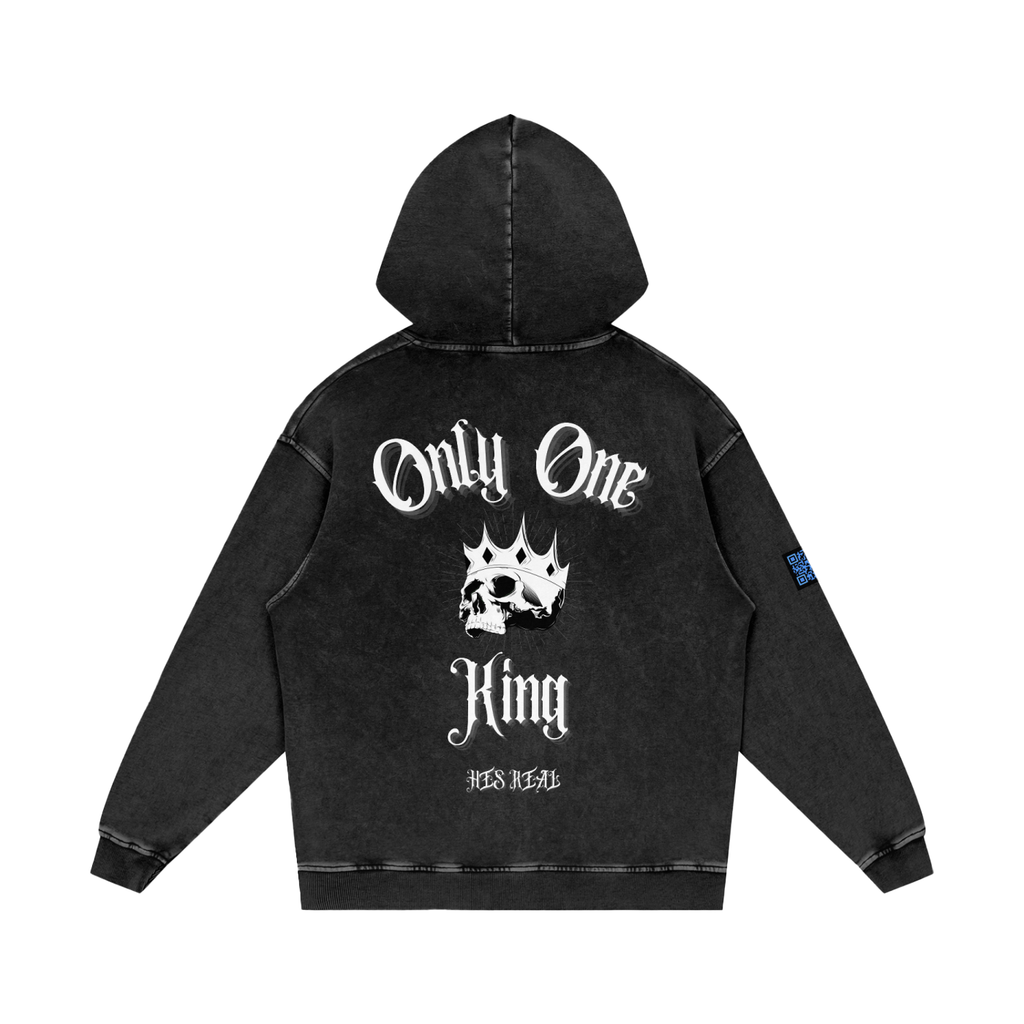 HESREAL "ONLY ONE" Snow Washed Loose Cotton Hoodie