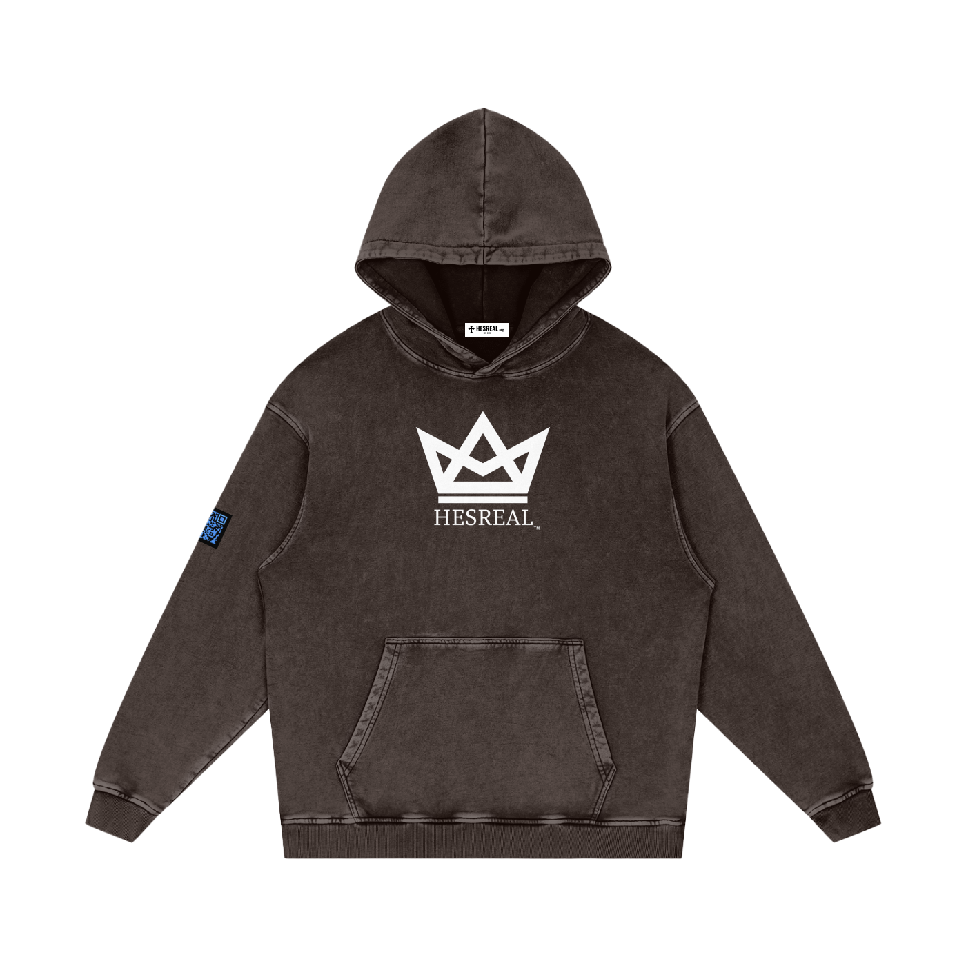 HESREAL "Crown" Snow Washed Loose Cotton Hoodie