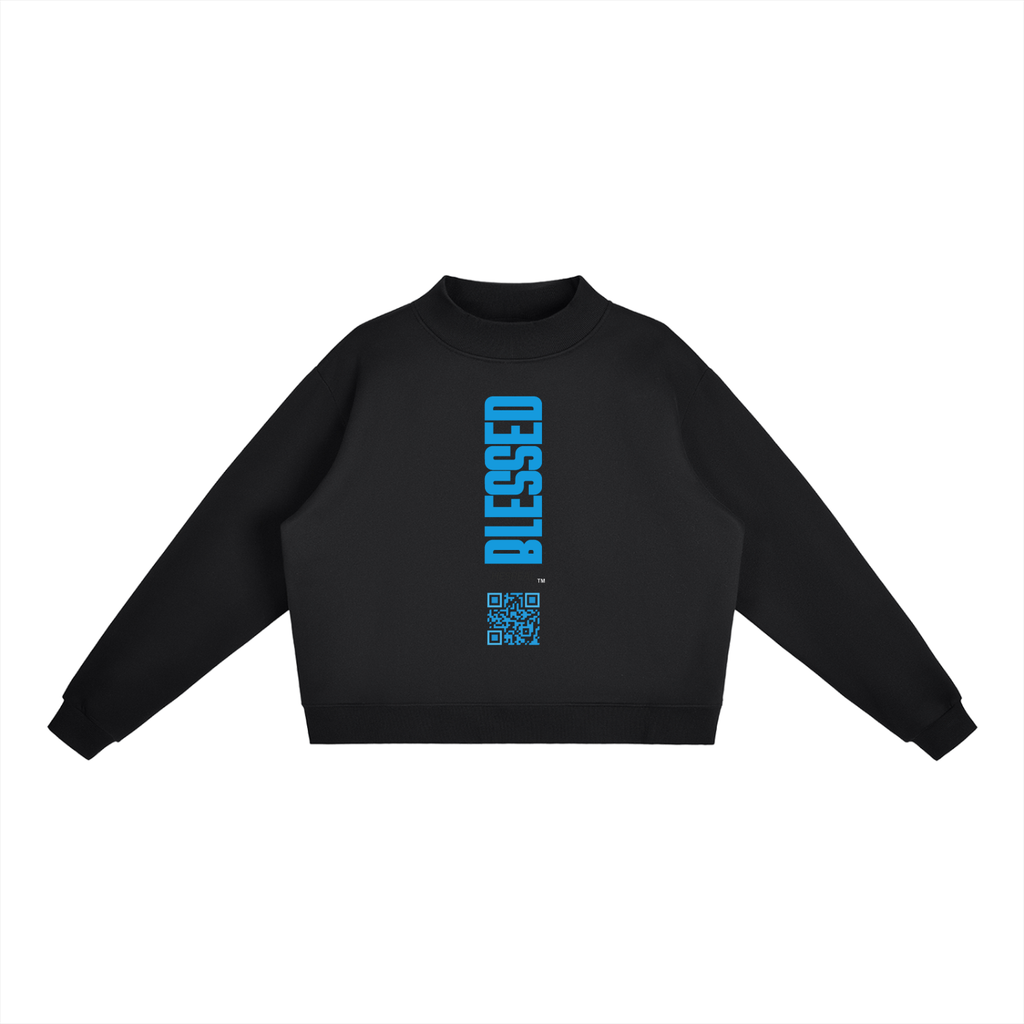 HES REAL/HER "Blessed" Fleece Mock-Neck Crew Sweatshirt