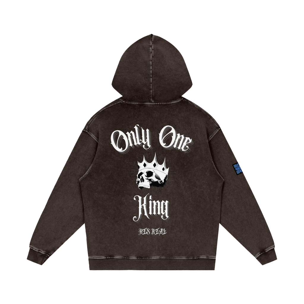 HESREAL "ONLY ONE" Snow Washed Loose Cotton Hoodie