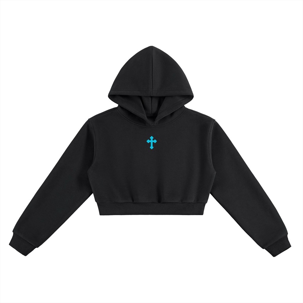 HES REAL/HER "Goth Cross" Cropped Hoodie