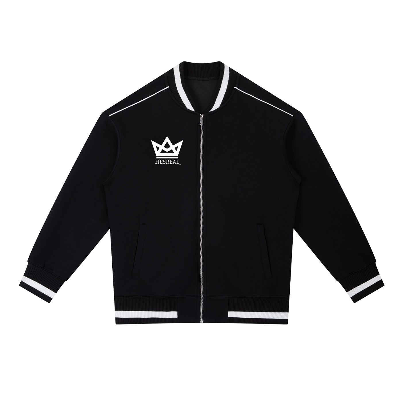 HESREAL "Crown" Contrast Piping Zip Bomber Jacket