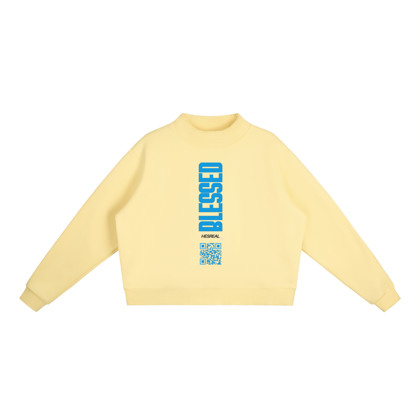 HESREAL/HER "Blessed" Fleece Mock-Neck Crew Sweatshirt