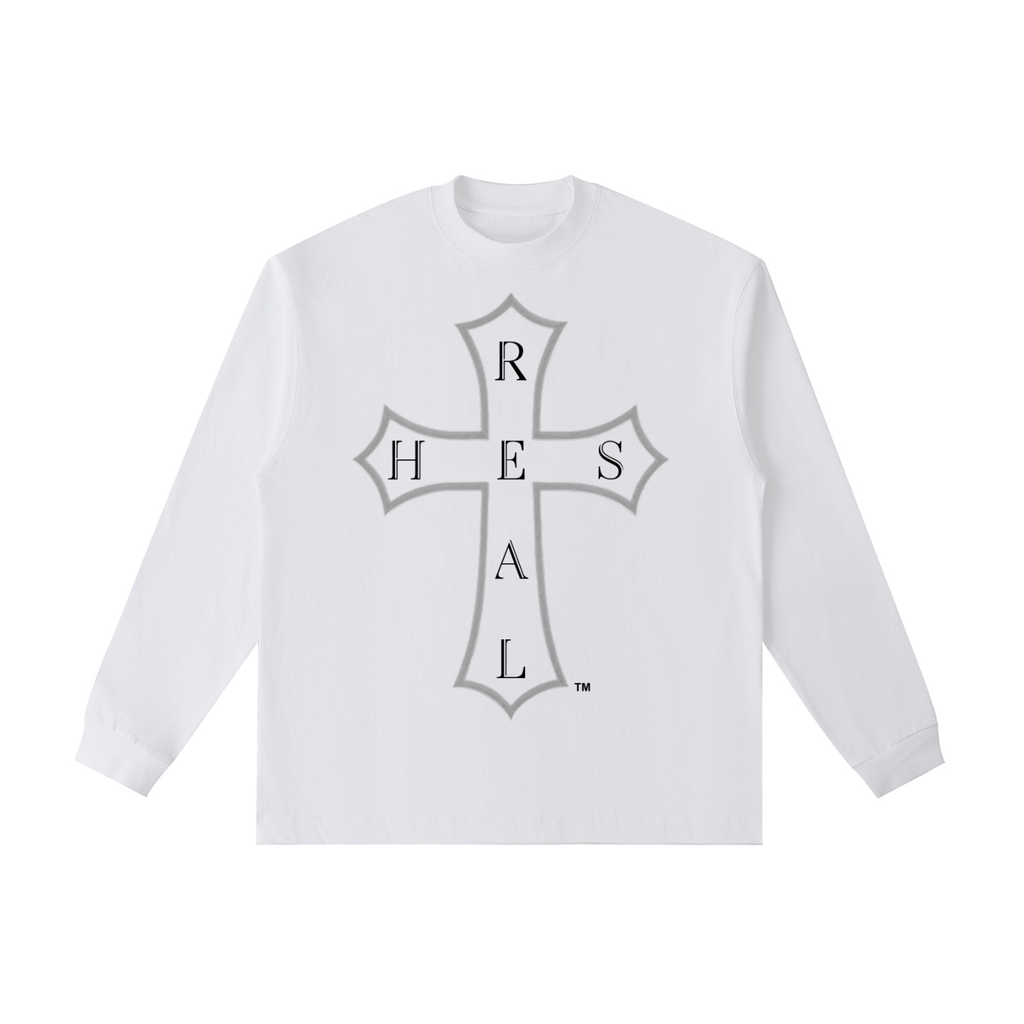 HES REAL Large Cross Cotton Long Sleeve T-Shirt