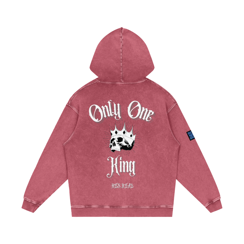 HESREAL "ONLY ONE" Snow Washed Loose Cotton Hoodie