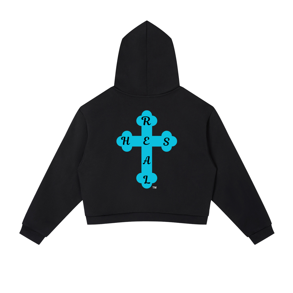 HES REAL/HER "LIve Like It" Side Stripe Cropped Hoodie