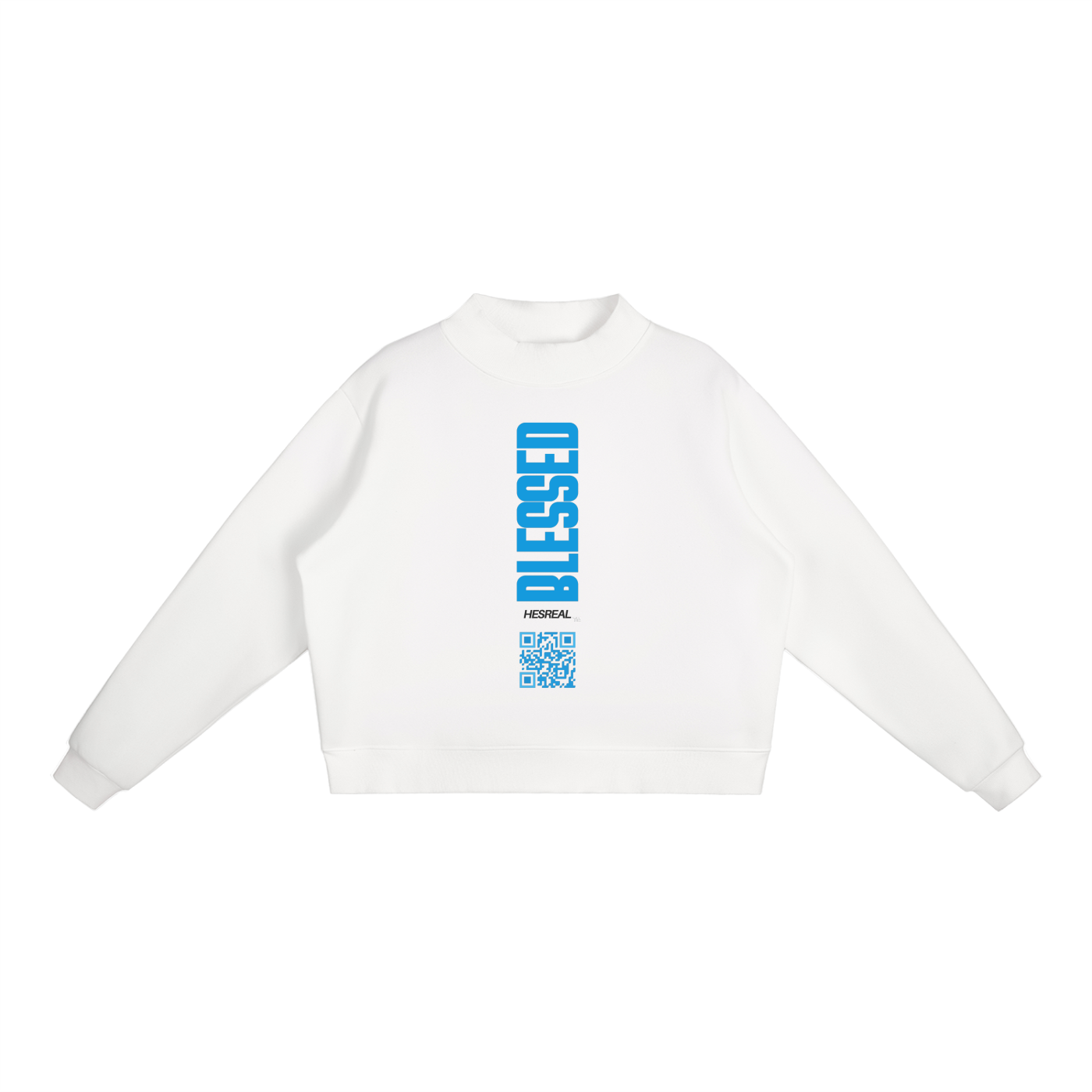 HESREAL/HER "Blessed" Fleece Mock-Neck Crew Sweatshirt