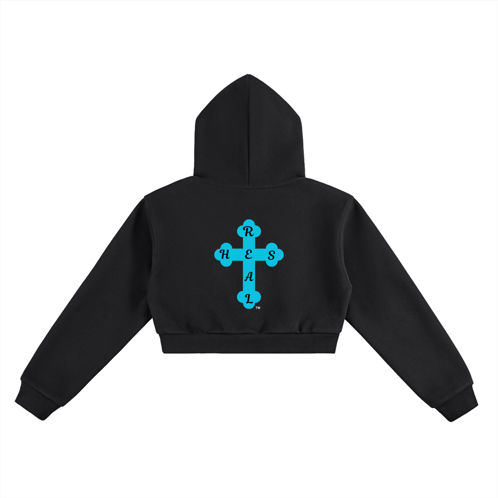 Aqua Cross HESREAL Cropped Hoodie