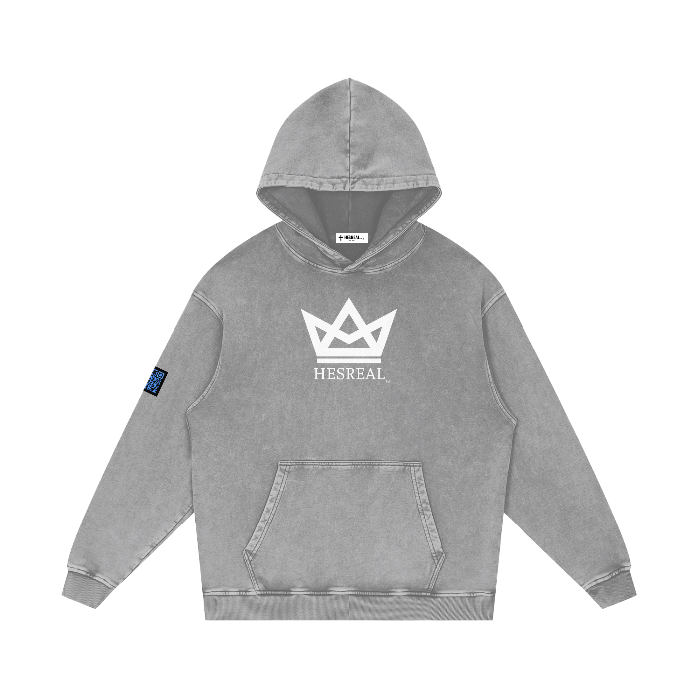 HESREAL "Crown" Snow Washed Loose Cotton Hoodie