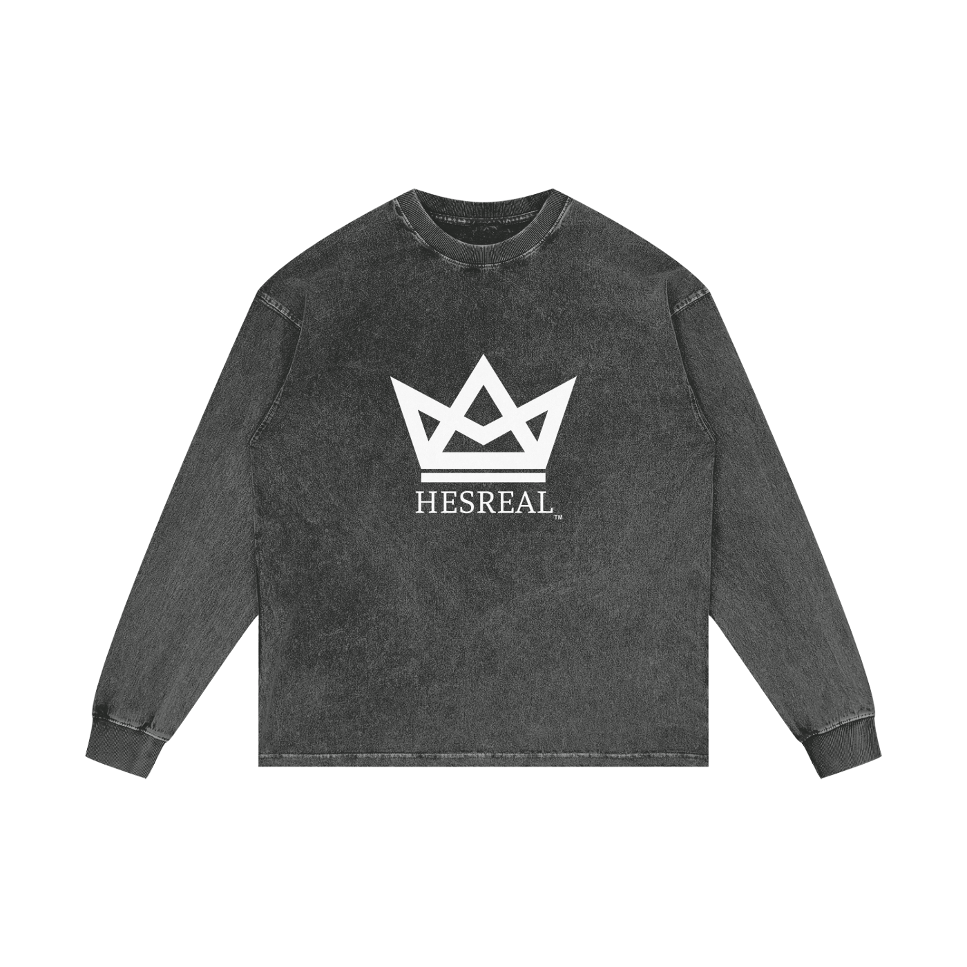 HESREAL "Crown" Acid Wash Oversize Long Sleeve T-Shirt