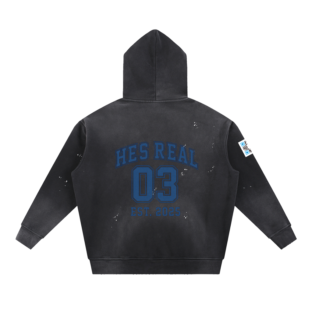 Vintage Washed Frayed Fleece Hoodie