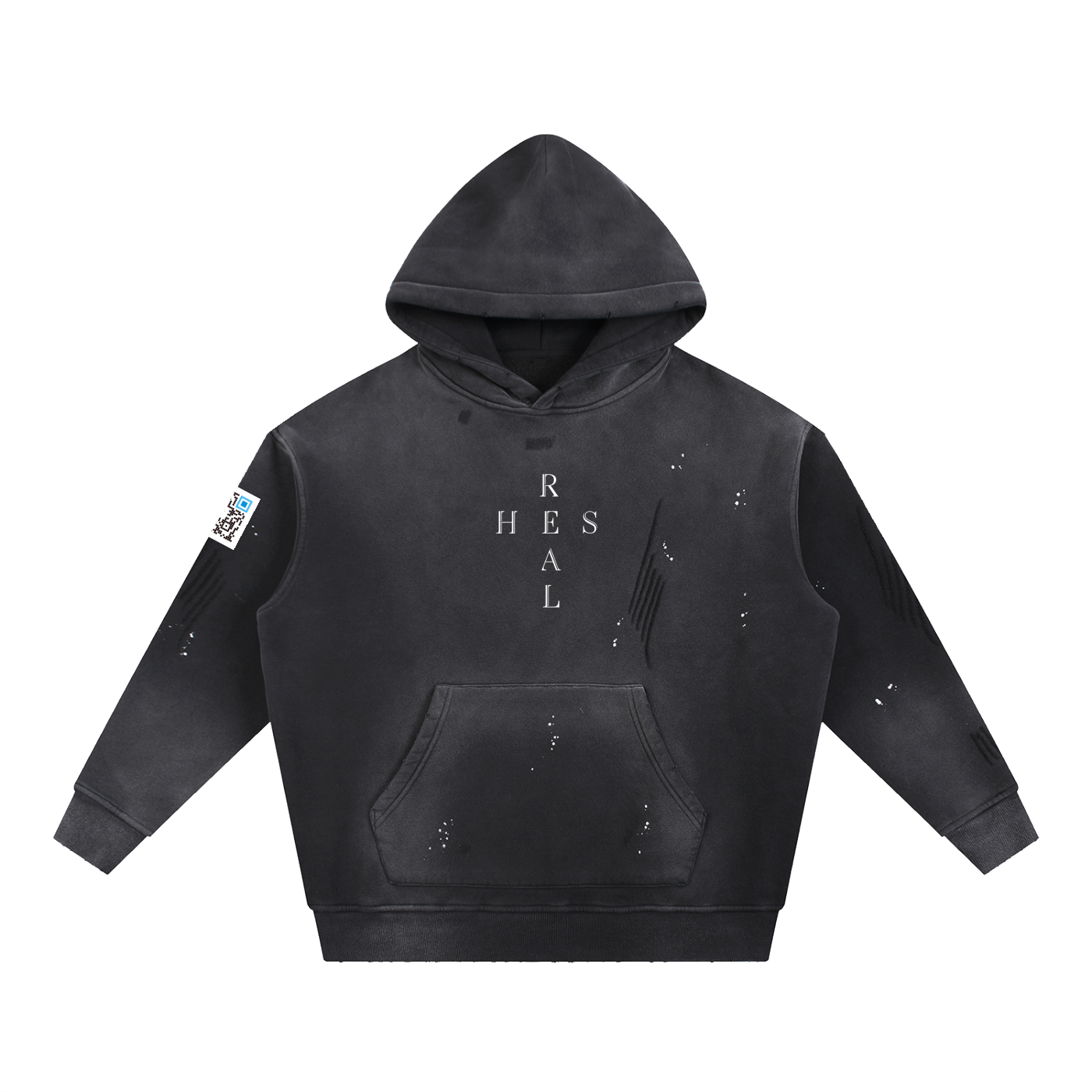 Vintage Washed Frayed Fleece Hoodie