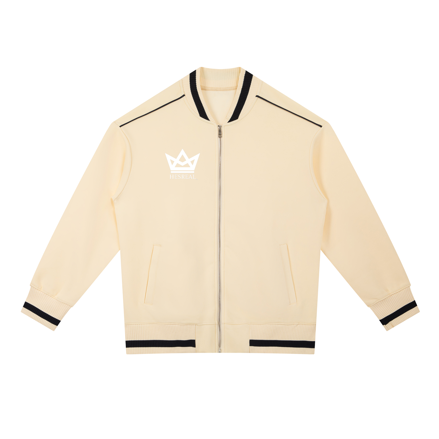HESREAL "Crown" Contrast Piping Zip Bomber Jacket