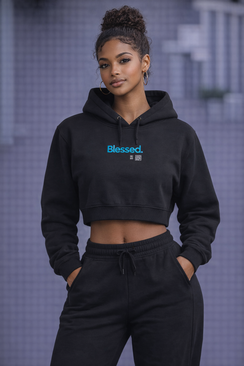 HESREAL/HER "Blessed" Cropped Hoodie