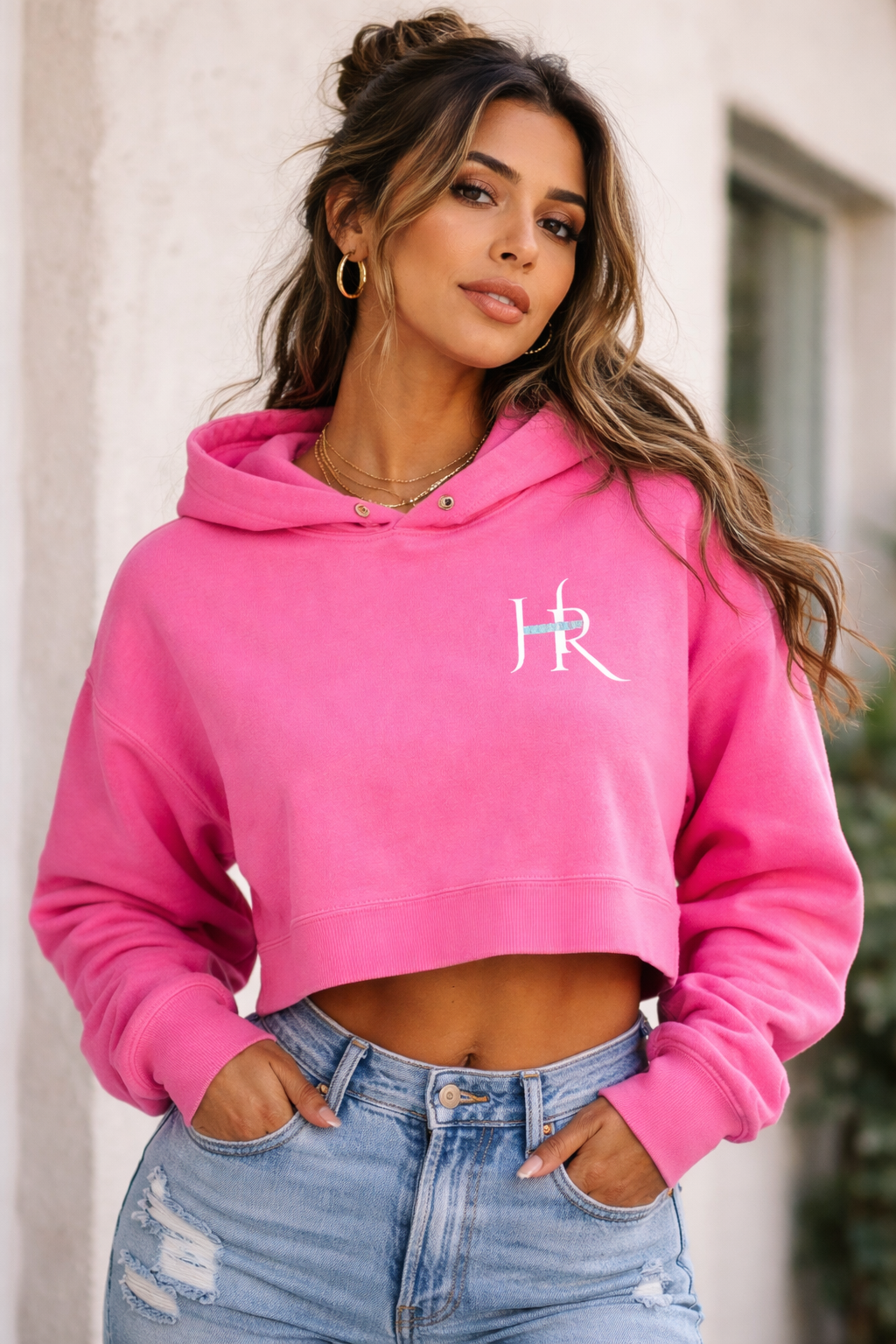 HESREAL/HER Cropped Vintage Washed Heavyweight Hoodie
