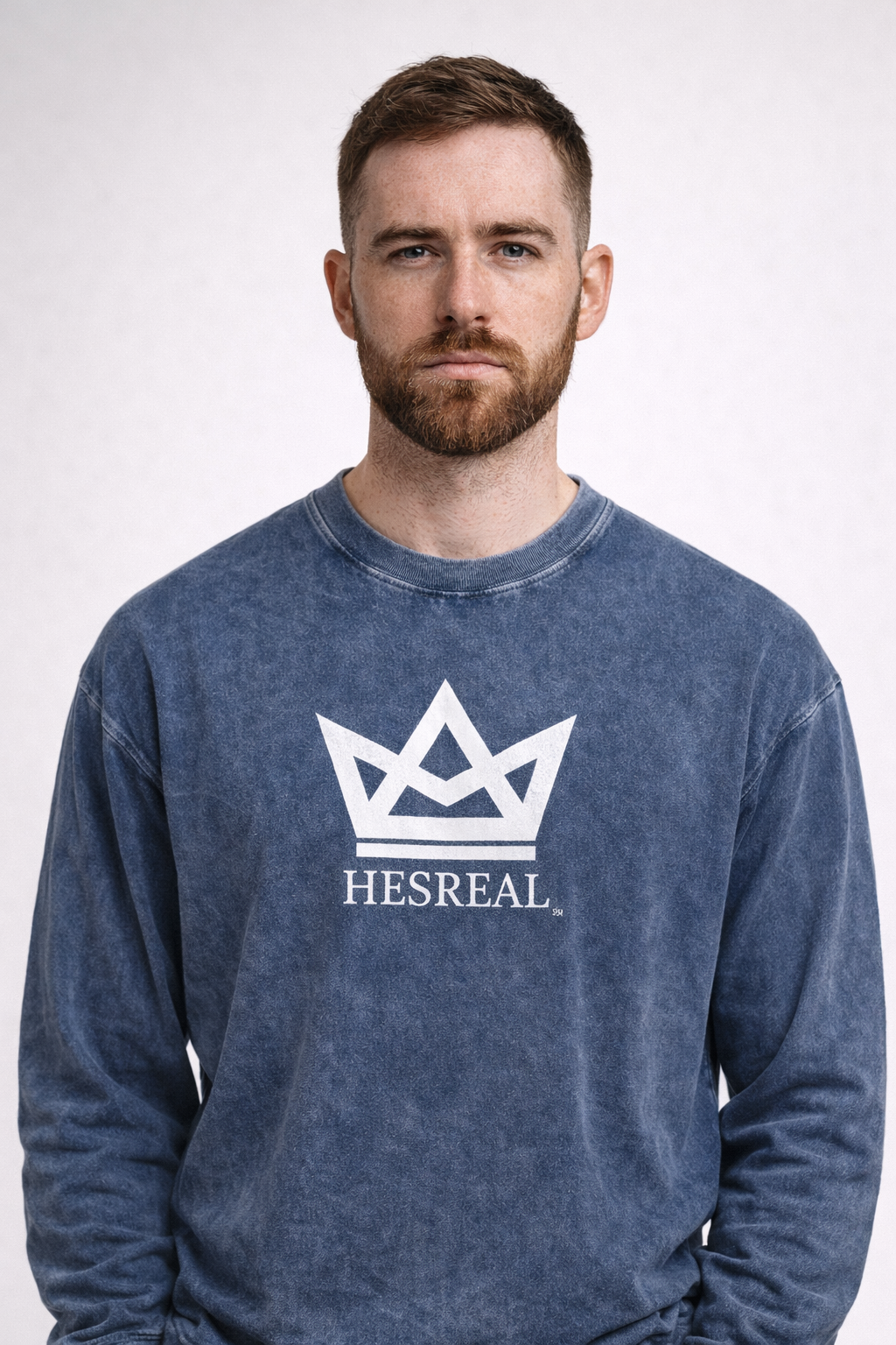 HESREAL "Crown" Acid Wash Oversize Long Sleeve T-Shirt