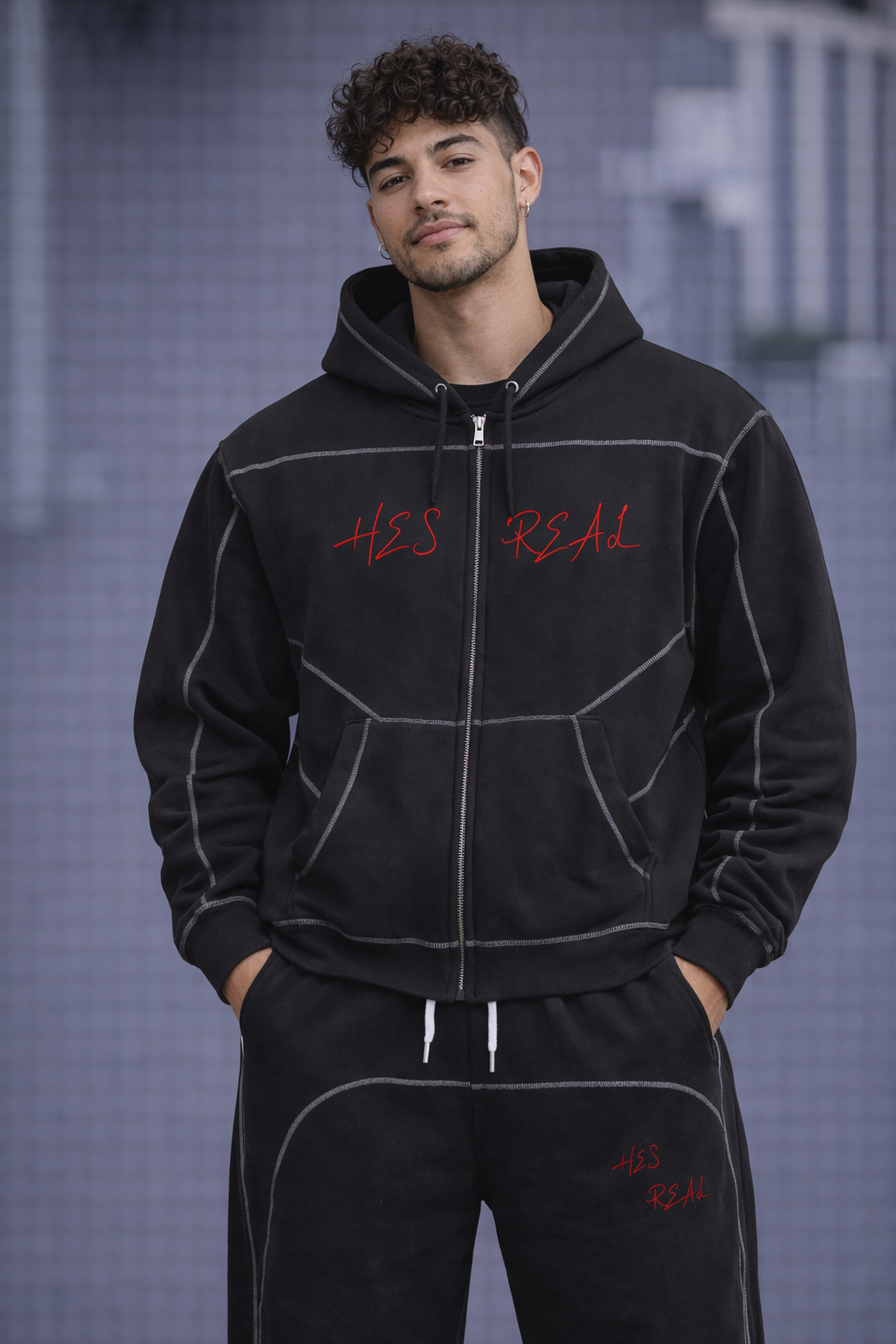 HESREAL Contrast-Stitched Fleece Sweatpants