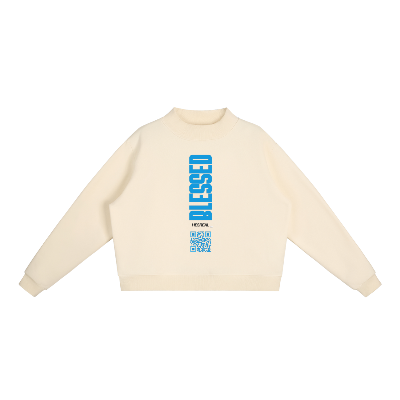 HESREAL/HER "Blessed" Fleece Mock-Neck Crew Sweatshirt
