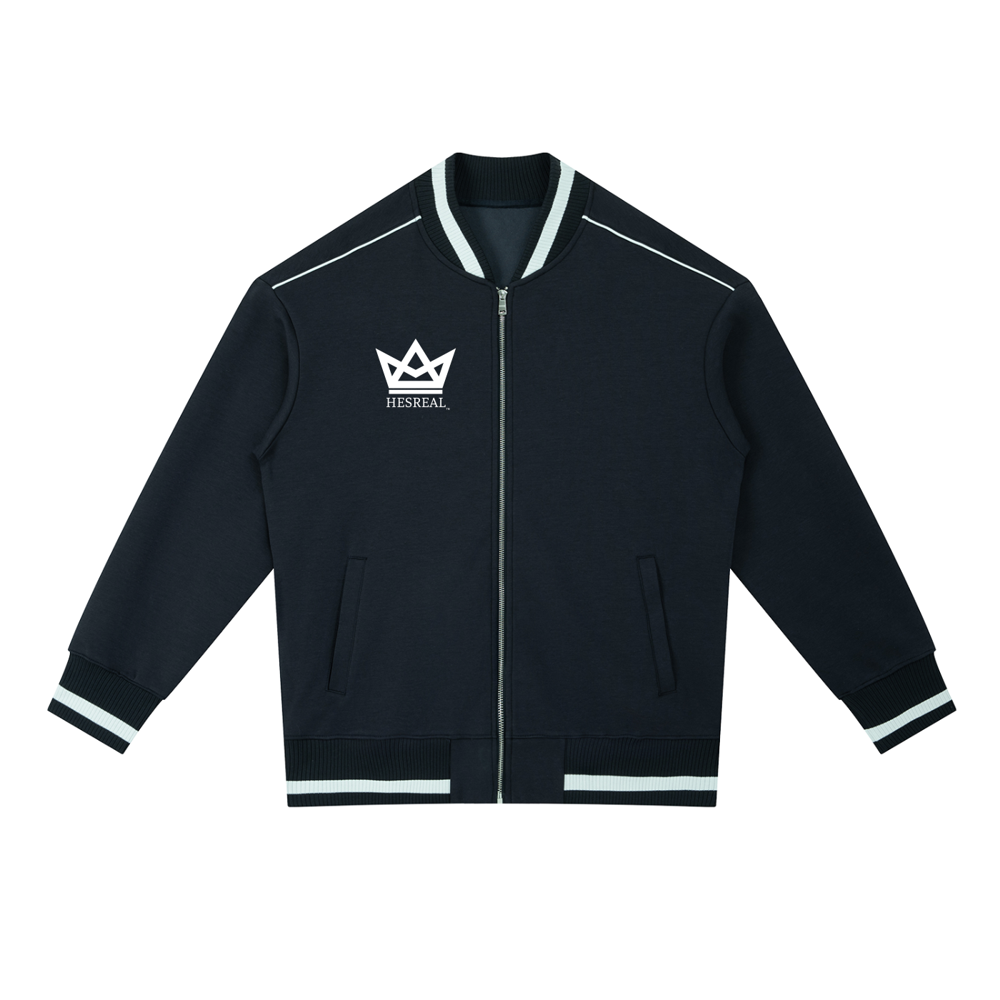HESREAL "Crown" Contrast Piping Zip Bomber Jacket