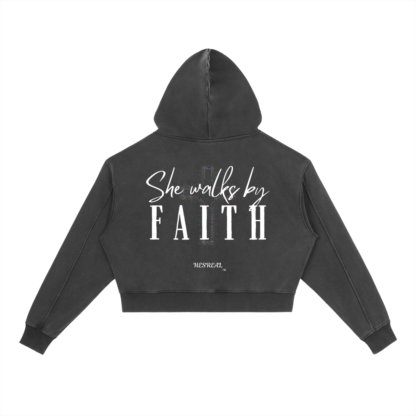 HESREAL/HER Cropped Vintage Washed Heavyweight Hoodie