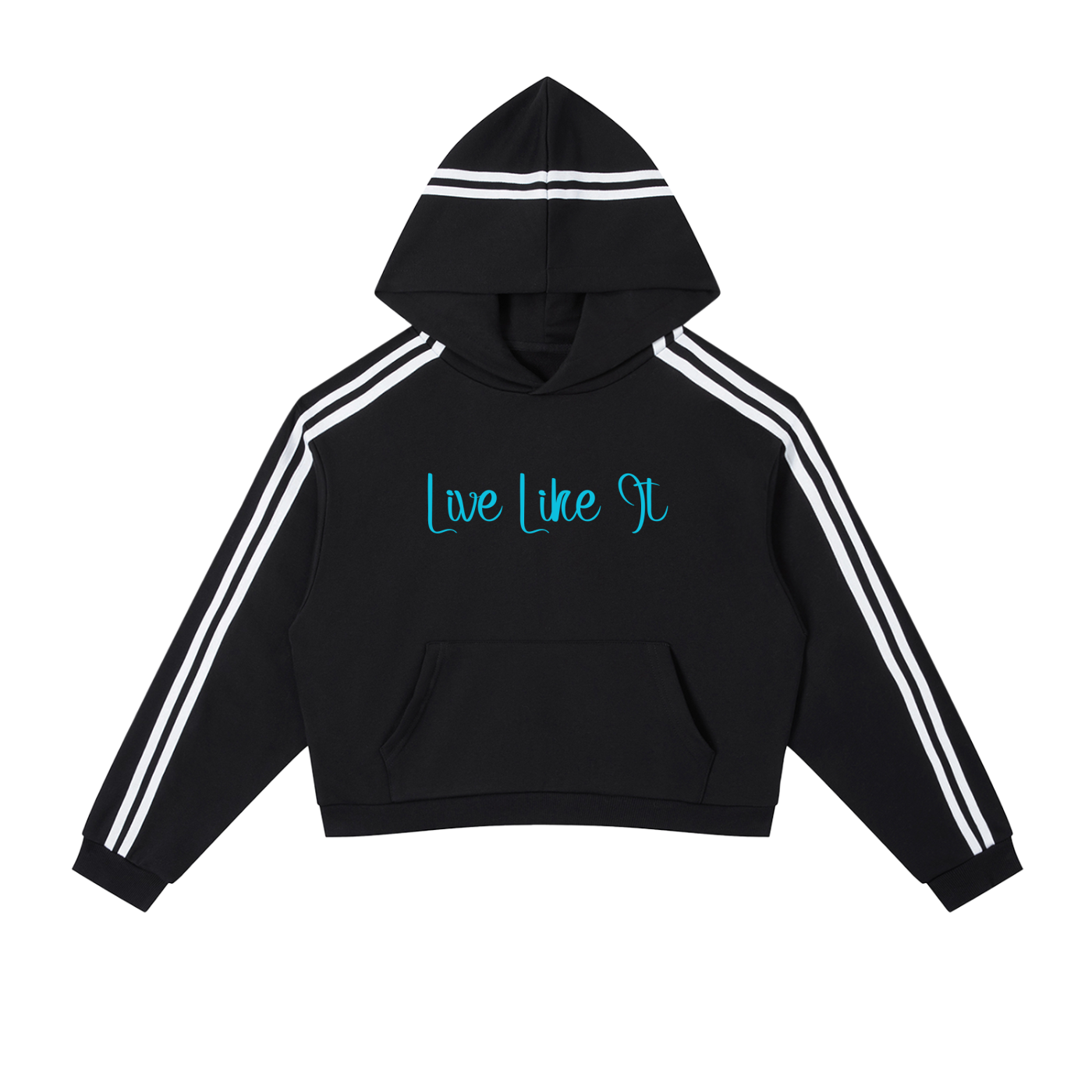 HES REAL/HER "LIve Like It" Side Stripe Cropped Hoodie