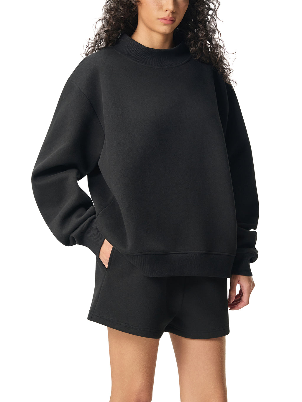 HES REAL/HER "Blessed" Fleece Mock-Neck Crew Sweatshirt