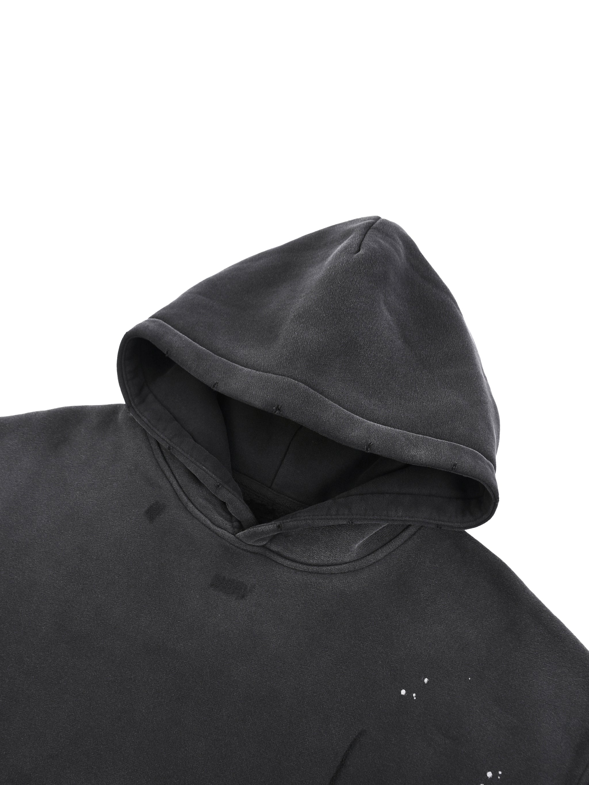 HESREAL Vintage Washed Frayed Fleece Hoodie