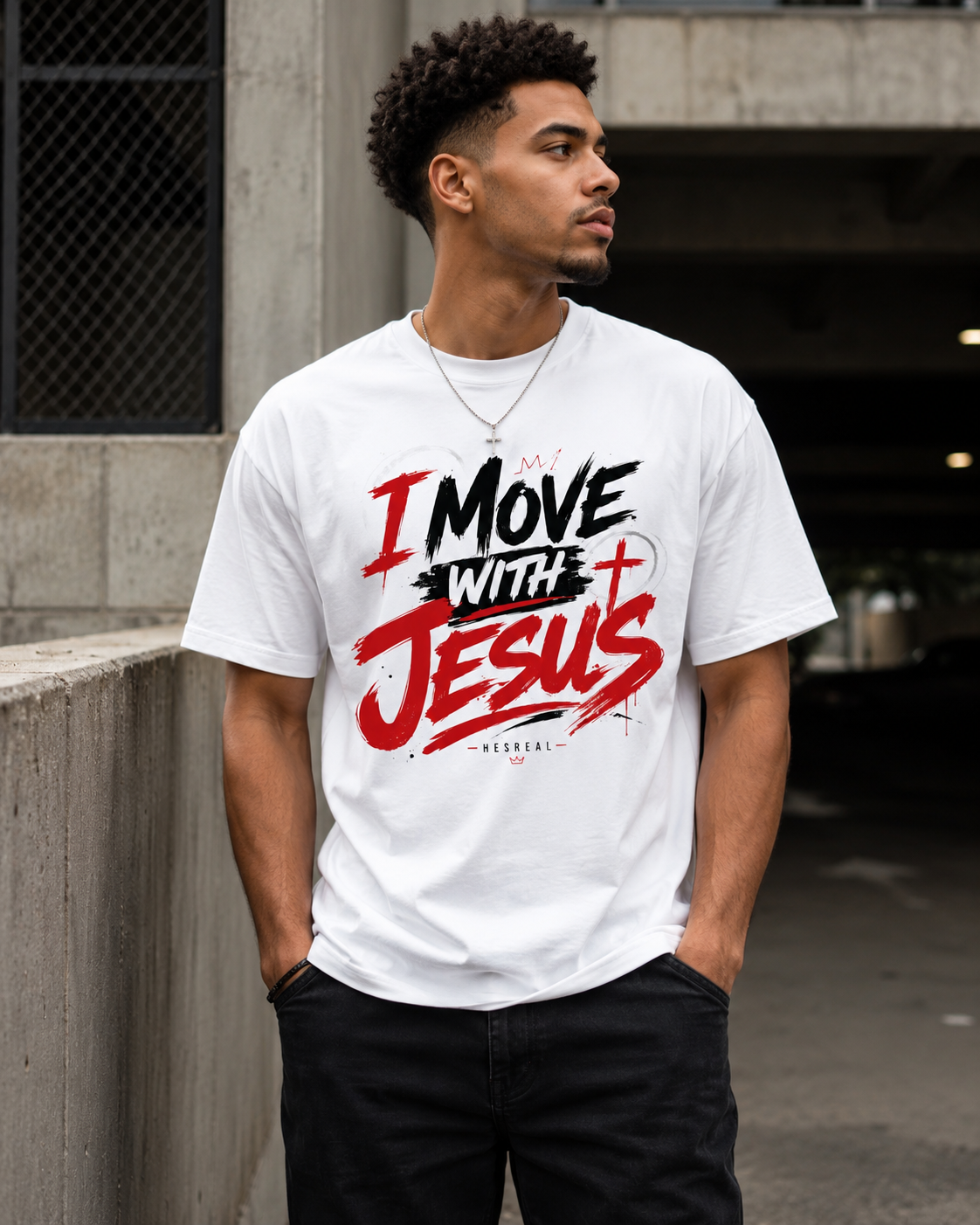 HES REAL "I Run With Jesus" Cotton T-Shirt